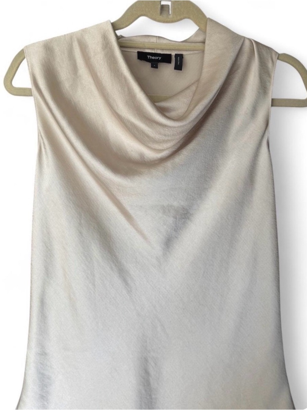 Theory Cream Cowl-Neck Sleeveless Camisole